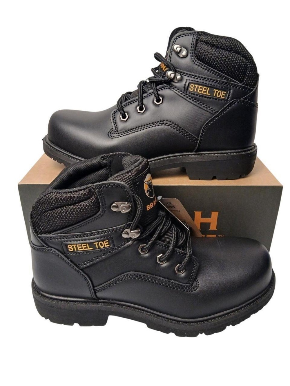 Brahma Steel Toe Work Boots Men's 10.5W Industrial Black Leather